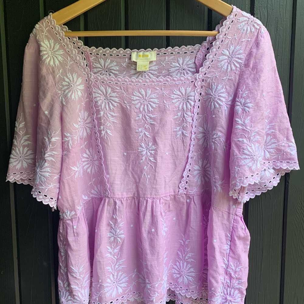 Anthropologie Purple Flutter Sleeve Peplum Blouse